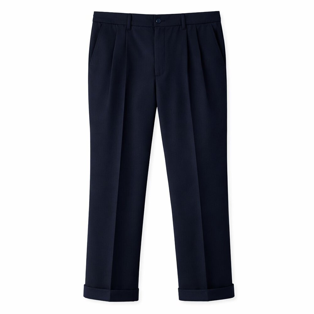 NWT Perry Ellis America Power Threads Fleet Navy Pleated Dress Pants 48W × 32L
